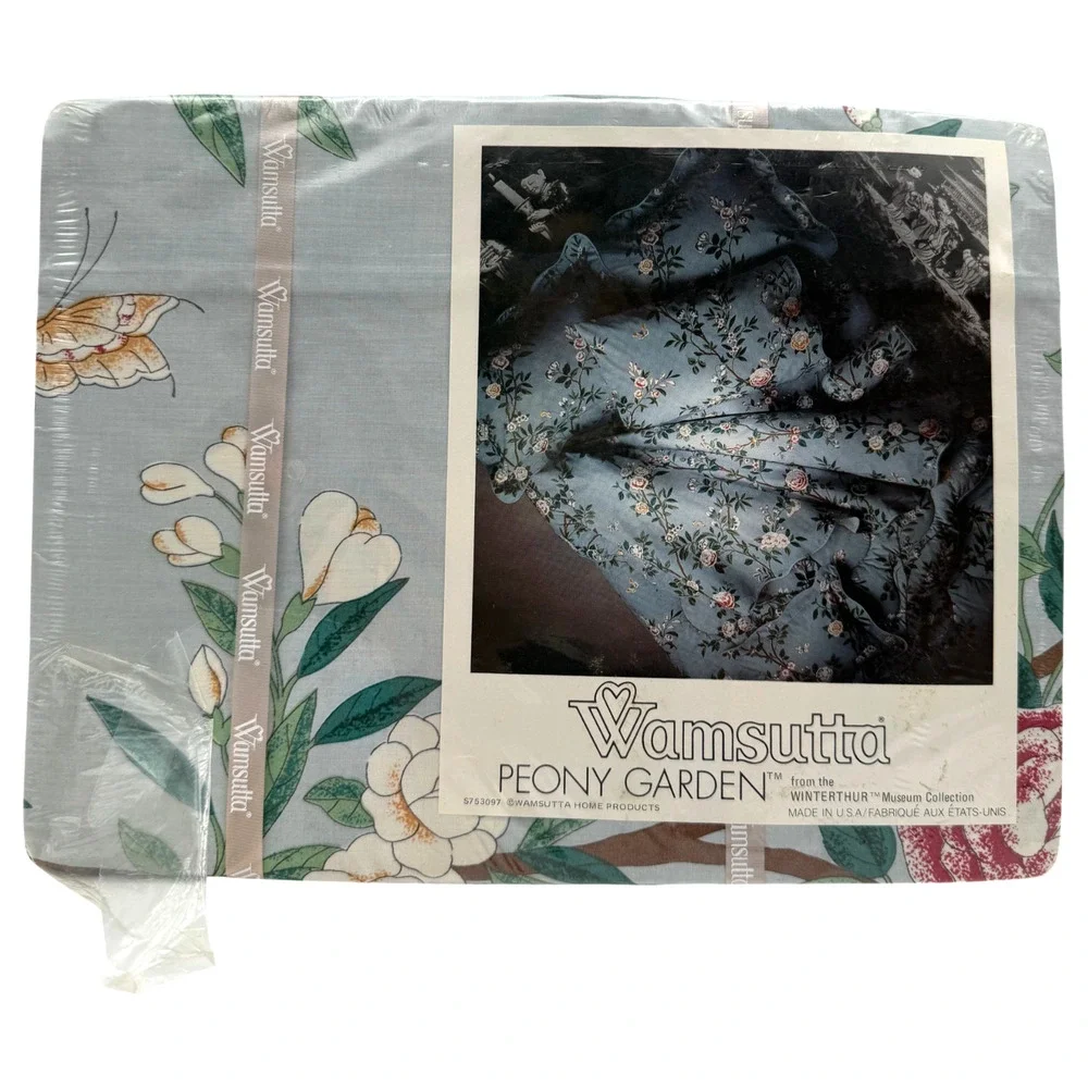 Vintage Wamsutta Standard Pillow Sham Peony Garden Winterthur Museum NOS Sealed